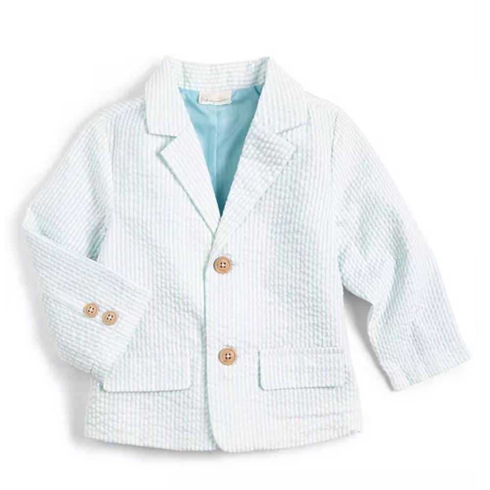 Blue and white pinstripe seer, sucker toddler blazer size 24 months